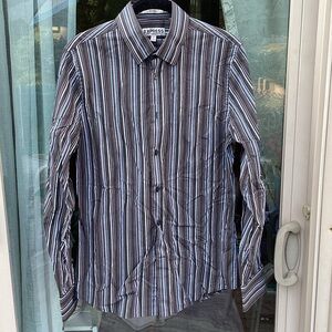 Express Men's Multicolor Striped Button Down Shirt- fitted, worn only a few x’s